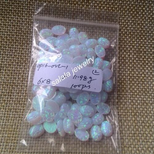 100pcs /lot 6x8mm Oval opal Oval cabochon Opal synthetic Oval Cabochon Opal Stone for Jewelry
