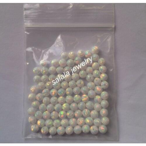 100pcs/ lot Free Shipping 3mm OP17 Full Drilled Round Ball Opal Synthetic Snow White Round Opal Beads