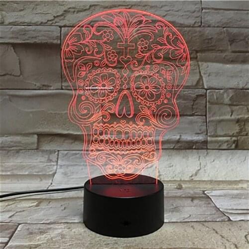 3D Lamp The Skull Touch Sensor Visual Light Effect 3D Optical Atmosphere Novel Present for Children Led Night Light Lamp Lampara