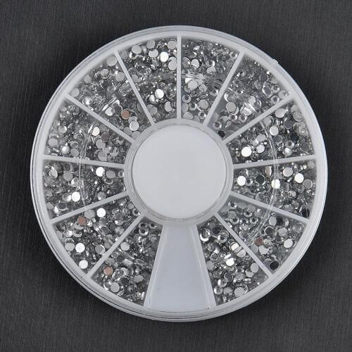 50Wheels/Lot 2000-2400PCS/Wheel X Silver Clear Nail Art Rhinestone Round Diamante 2mm Glitter Gem White Rhinestone