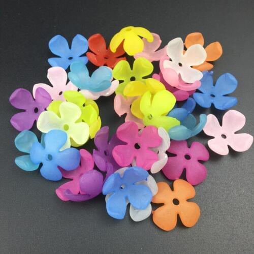 50Pcs/ lot Mixed color acrylic flower Headwear accessories childrens diy hair accessories