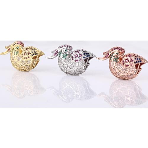 Micro Pave Accessories Gold Finish Bird Shape Gold Jewellery Zircon Connector For Necklace