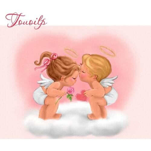 TOUOILP Full Square/Round Drill 5D DIY Diamond Painting "Angel couple" Diamond Embroidery Cross Stitch Mosaic Home Decor Gift