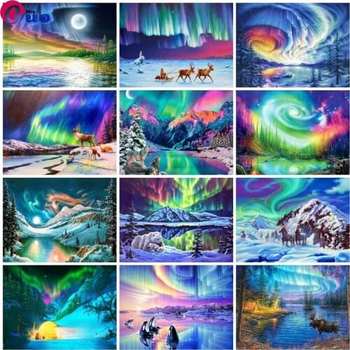 Aurora Animal 5d Diamond Painting New Arrivals Diamond Embroidery Starry Sky Winter Picture Of Rhinestones Home Decor Handmade