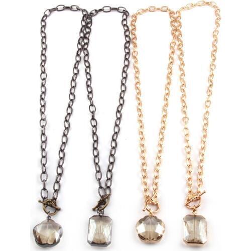 Free Shipping Fashion Bohemian Tribal Jewelry Big Chain With Crystal Square & Flower Pendant Toggle Clasp Ethnic Necklace