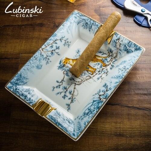Ceramic Cigar Ashtray Large Home Living Room Decoration Porcelain Ashtray Holder Tobacco Cigarette Gift For Boyfriend