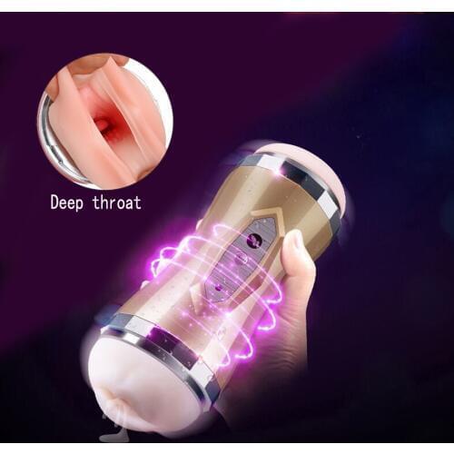 Oral Sex Cup Male Masturbator Vibrator Real Vagina for Men,Silicone Pussy Mouth Double Sex Toys for Adult Man sex toy for couple