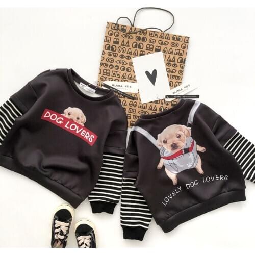 Tonytaobaby Autumn and Winter New Black Air Cotton Digital Printed Boys Sweatshirts