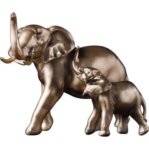 Simulation Creative Animal Elephant Golden Imitation Copper Resin Ornaments Table Art Decoration Entrance TV Cabinet Decoration