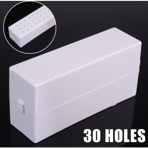 30 Slots Holes Storage Box For Nail Drill Bits Holder Stand Display Box Organizer Container Manicure Tool