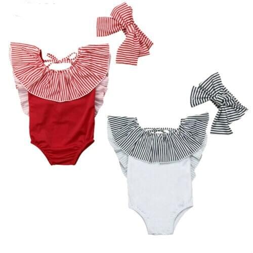Boutique girl swimsuit 2Pcs Summer Toddler Baby Girl Swimwear Bathing Suit Stripe Outfits Swimsuit Sets