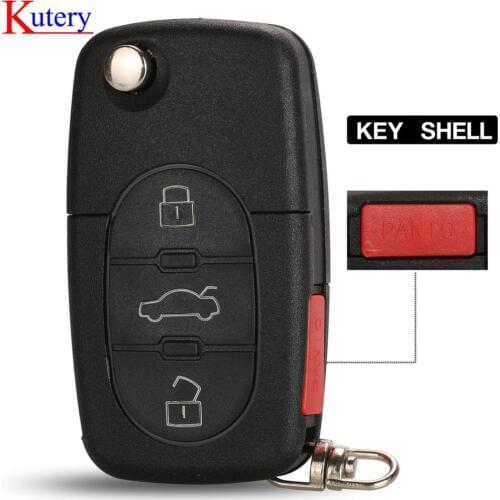 Kutery Uncut Blade 2+1 BTN Folding Flip Remote Key Fob Case Shell For VW Golf Passat Polo Jetta Touran Bora Sharan Golf MK4