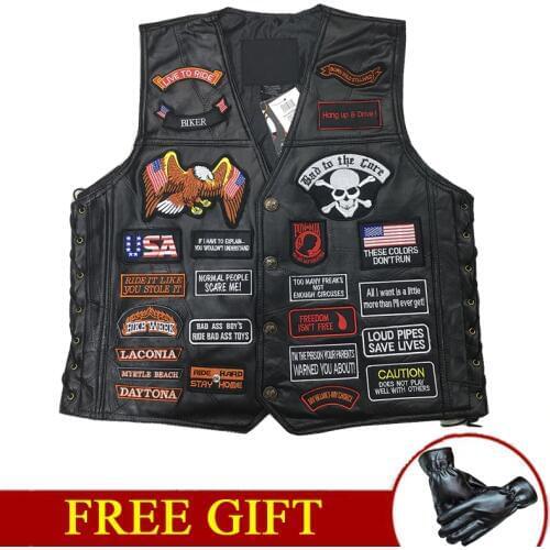 Moto Vest Motorcycle Jacket Motos Biker Sheepskin Leather Vest Mens Riding Jacket Punk Retro Jaqueta Casual Ceket Chaqueta Moto