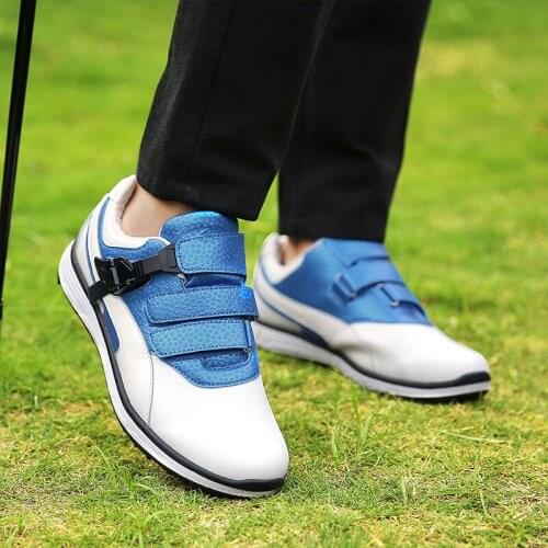New Leather Golf Shoes for Men Slip on Athletics Golf Touring Shoes Mens Outdoor Golf Sport Sneakers Trainers Walking Jogging