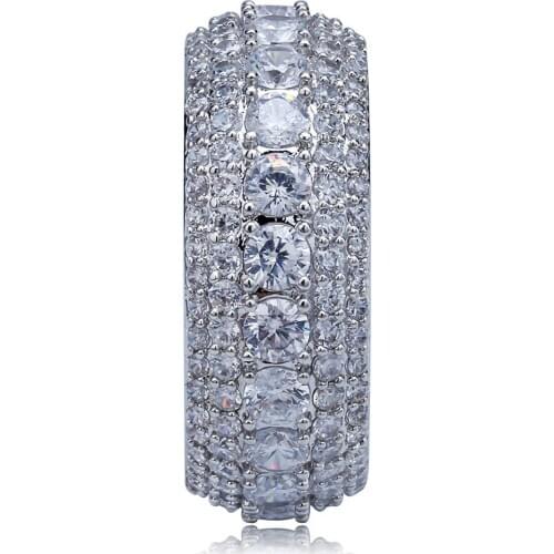 New Gold Color Spinner Ring Copper Charm Cubic Zirconia Ring Iced Out Fashion Hip Hop/Punk Jewelry For Gifts