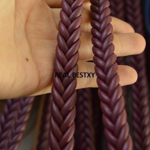 D048 5m/lot approx 12*6mm handmade RED braided leather cords for jewelry bangle making leather cords braid by hands STRAPS diy