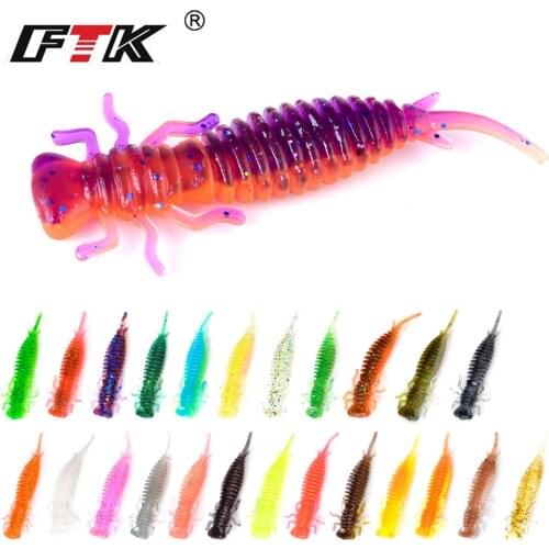 FTK Larva Soft Lures 50mm 76mm 89mm Worm Silicone Bass Pike Swimbait Jigging Odor attractant Baits Artificial Lure Fishing