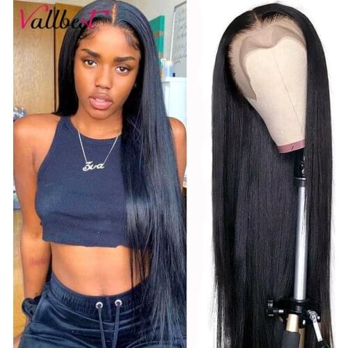 Vallbest Hair 13x4 Straight Lace Front Human Hair Wig Pre Plucked Bleached Knots With Baby Hair Remy Peruvian Lace Front Wig