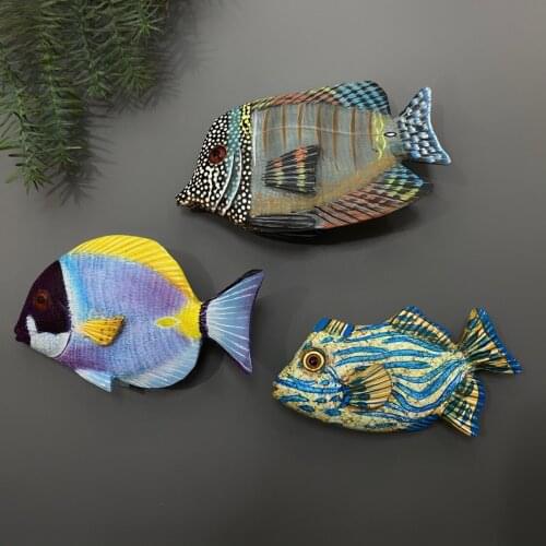 QIQIPP Woodcarving handmade refrigerator magnets home creative magnets three-dimensional ocean fish magnet ornaments