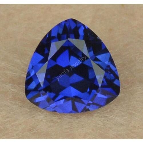 Size 3x3~12x12mm 34# Dark Blue Stone Corundum Trillion Shape Cut Synthetic Gemstones Corundum Beads For Jewelry DIY
