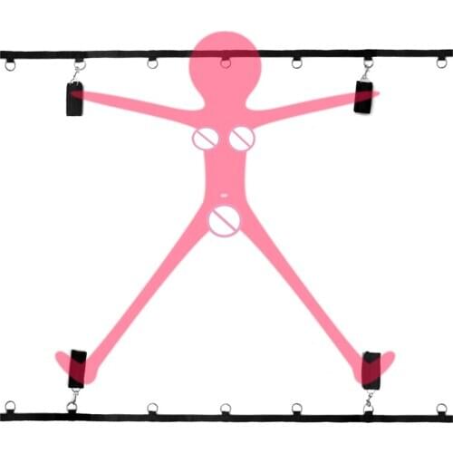 Bdsm Cuffs Suit Bondage Gear Under Bed Straps Backhand Cross Clasp Sets Tied Hands Feet SM Sex Game Restraints Leg Spreader Porn