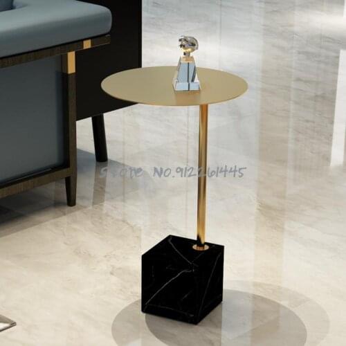 Nordic Light Luxury Marble Small Tea Table Innovation Living Room Sofa Corner A Few Modern Simple Iron Art Small Round Tables