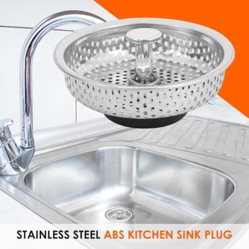 Stainless Steel Mesh Kitchen Sink Plug Filter Cover Bathroom Basin Drainer Drain Stopper Filter Kitchen and Dining Bar Accessory