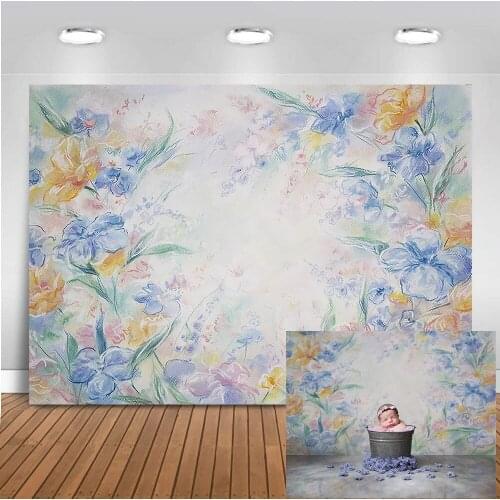 Flower oil painting backdrop for photography newborn baby portrait background for photo shoot studio vinyl floor floral prop