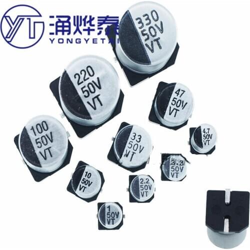 YYT Patch 50V Aluminum Electrolytic Capacitor 1/2.2/3.3/10/22/33/47/100/220/330/470UF