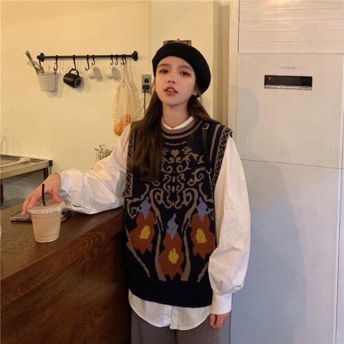 Women Sweater Vest Winter 2021 Suit Womens Knitted Vest Vest White Separate