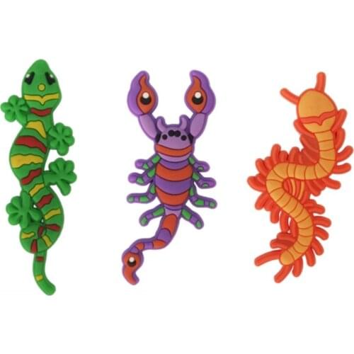 1-3pcs Creative Gecko Scorpion Centipede PVC Shoe Charms Funny Shoes Accessories Cool Animal Shoe Decorations fit Sandals Gift