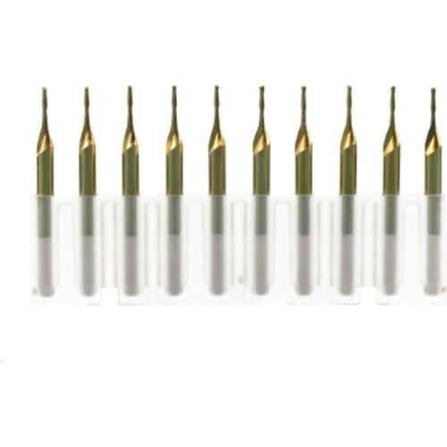 10pcs 0.8MM-3.175MM Ball head spiral double edge engraving milling cutter titanium coated handle diameter 3.175mm