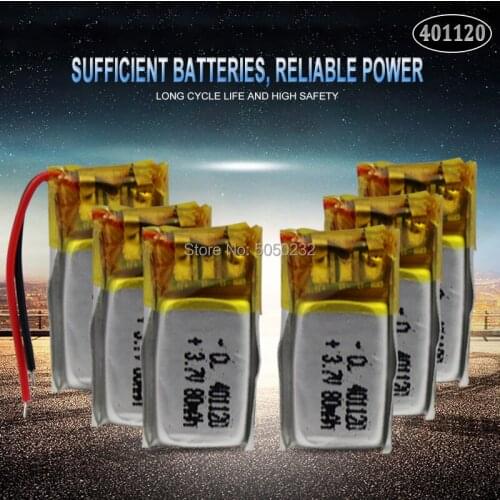 10pc 60mAh 3.7v 401120 Lithium Battery For Bluetooth earphone 3D glasses Selfie stick Polymer MP3 Rechargeable Battery