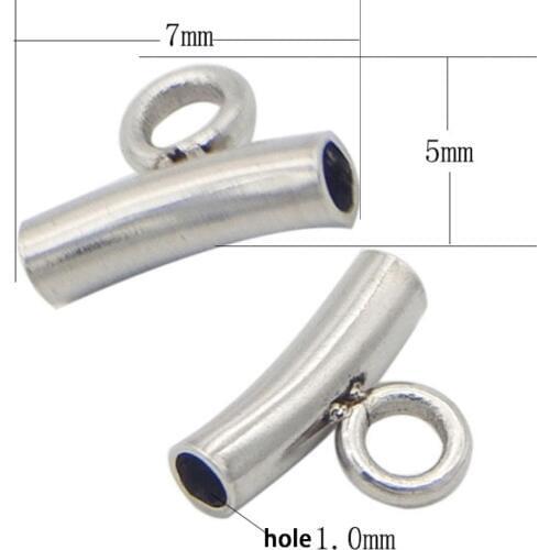 10PCS 7x5mm(1 mm hole) Stainless Steel Curve Tube Jewelry Connector For DIY Bracelet Necklace Jewelry Findings Components