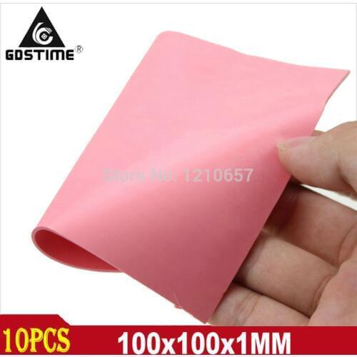 10 pieces Lot 100x100mm x 1mm GPU CPU Heatsink Cooling Thermal Silicon Conductive Pad Pink