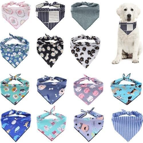 16 Styles Christmas Pet Dog Bandana Cotton Puppy Bandanas Bib Adjustable Dog Cat Scarf Washable Pet Neckerchief Pet Saliva Towel