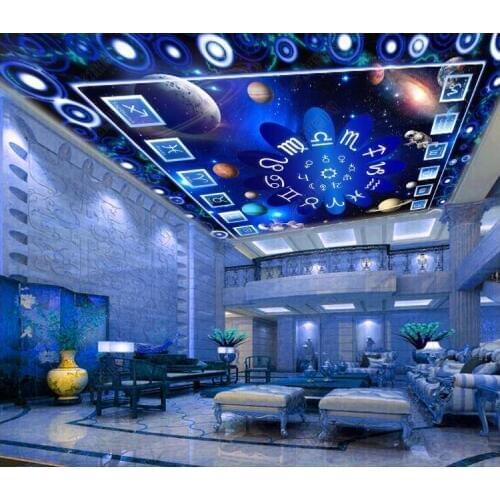 WDBH Custom photo 3d ceiling murals wallpaper Twelve constellations universe starry sky home decor room wallpaper for walls 3 d