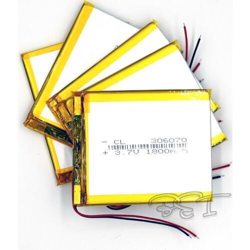 5pcs 3.7V 1800 mAh Li-Polymer Rechargeable Battery Li Po ion LI 306070 for GPS Bluetooth LED TOY MP3 MP4 mp5 036070