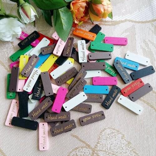 50pcs/lot MIXED Square and Oval Sewing Wood Buttons Handmade Label 2 Holes wooden decorative Buttons for Scrapbooking