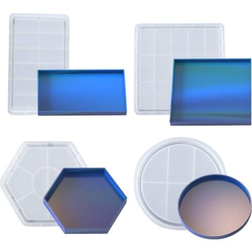 Big Size Geometric Tray Silicone Mold Round Square Rectangular Cement Decor Tray Mold Round Home Storage Tray Epoxy Resin Crafts