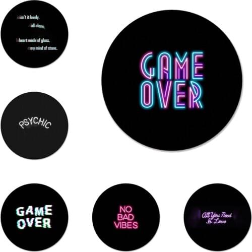 Color text on a black background Icons Pins Badge Decoration Brooches Metal Badges For Backpack Decoration 58mm