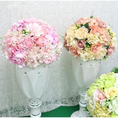 Artificial road lead Wedding Flower Ball Simulation Rose silk Hydrangea Flowers Roman Column Home Party Decor display Flore ball