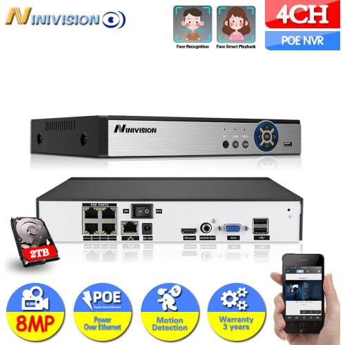 H.265 HEVC 4CH POE NVR Security IP Camera video Surveillance CCTV System P2P ONVIF 5MP 8MP Network Video Recorder