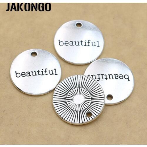 JAKONGO Antique Silver Plated Beautiful Charm Pendants for Jewelry Accessories Making Bracelet DIY 20mm 10pcs/lot