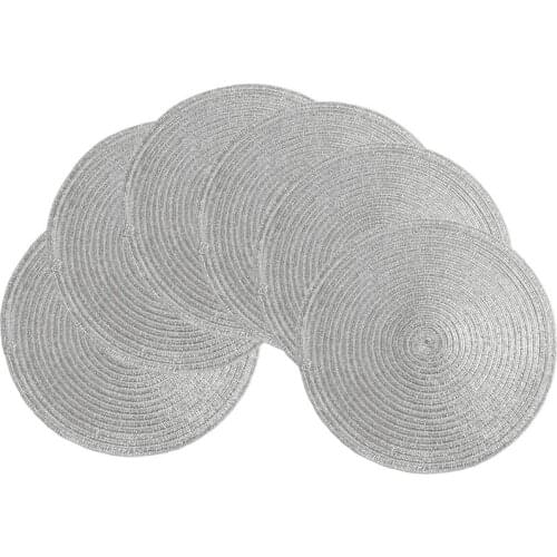 36cm Round Placemats Set of 6 Decorative Placemats Glitter for Holiday Party Wedding Glitter Table Mats