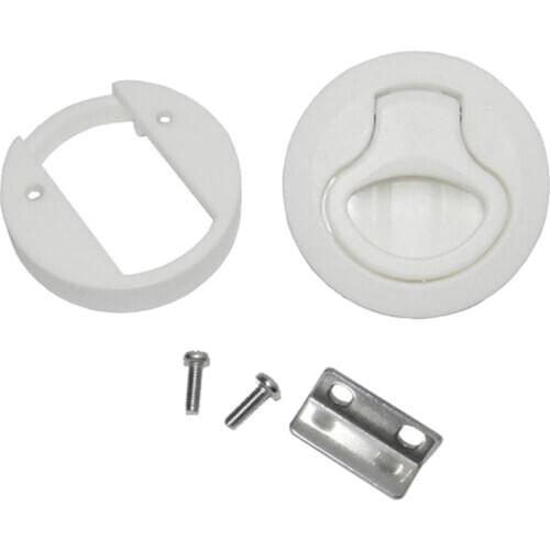 Round Boat Flush Pull Latch Non Locking 2 Inch Nylon Non Locking (White)