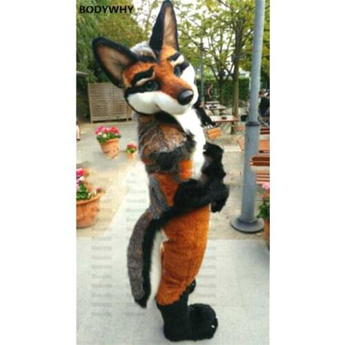 Best Quality on Ali BROWN Wolf Dog Fursuit Furry Mascot Costume Cosplay Fancy Dress Adults Unisex Outdoor Outfit
