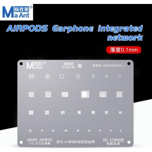 MaAnt Wireless Earphone BGA Reballing Stencil For Apple Airpods Planting Tin Template Steel Mesh