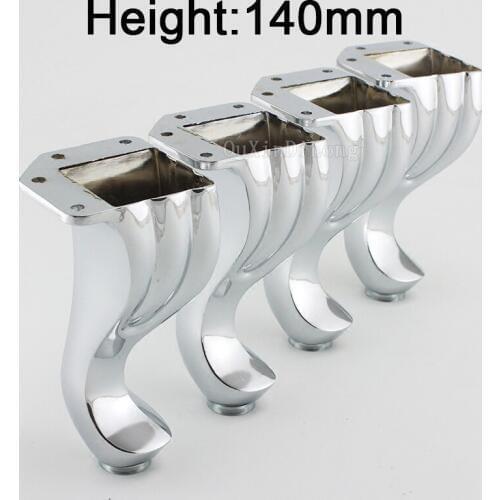 4PCS Furniture Feet Chrome Plated Zinc Alloy Sofa Legs Snake-Shaped Cabinets Feet Bed TV Cabinet Legs 14cm Height GF202