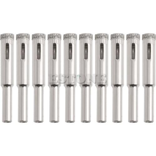 New 10Pcs 8mm Diamond Core Coated Drill Bits Hole Saw Glass Tile Ceramic Marble